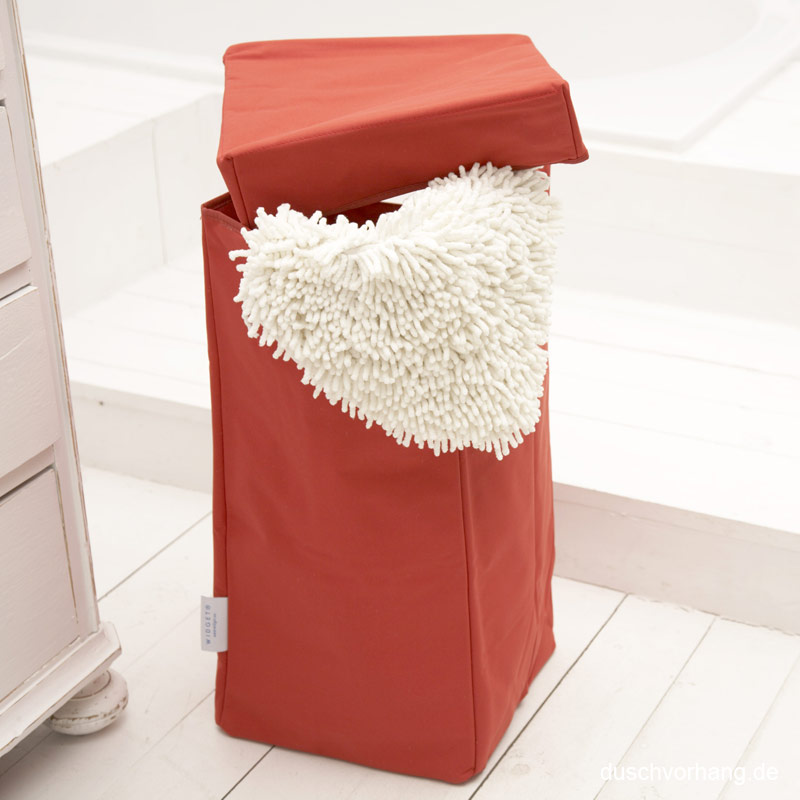 Laundry Hamper - with Lid & Handle - Red - 30x30x60cm - Foldable