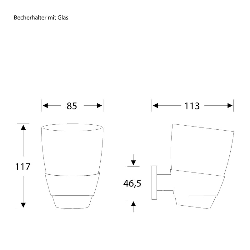 Zahnputzbecher Halter - inklusive Glas - Metric Edelstahl