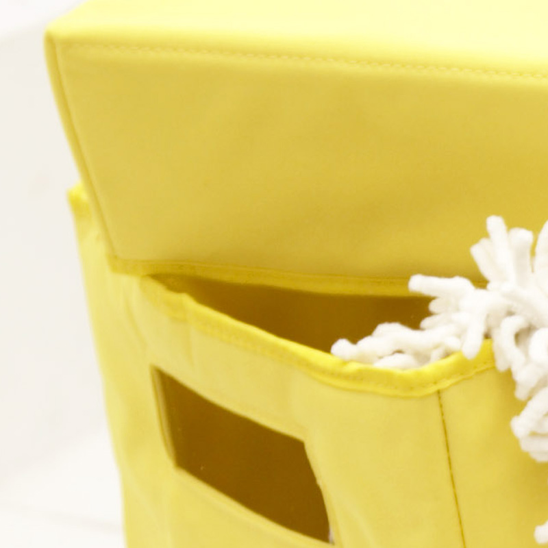 Laundry Hamper - with Lid & Handle - Yellow - 30x30x60cm - Foldable