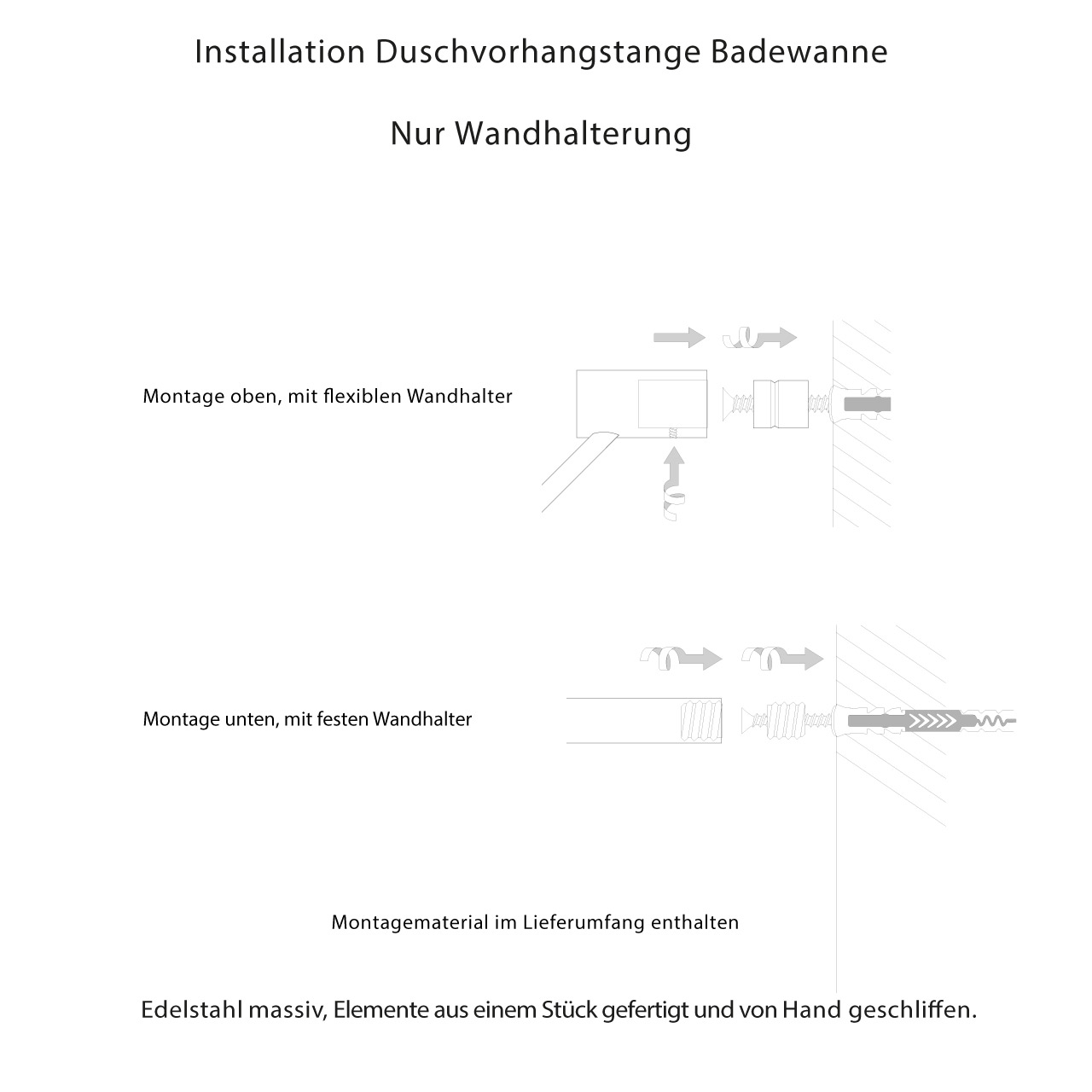 Bathtub Shower Rod Installation – Wall Mount Only