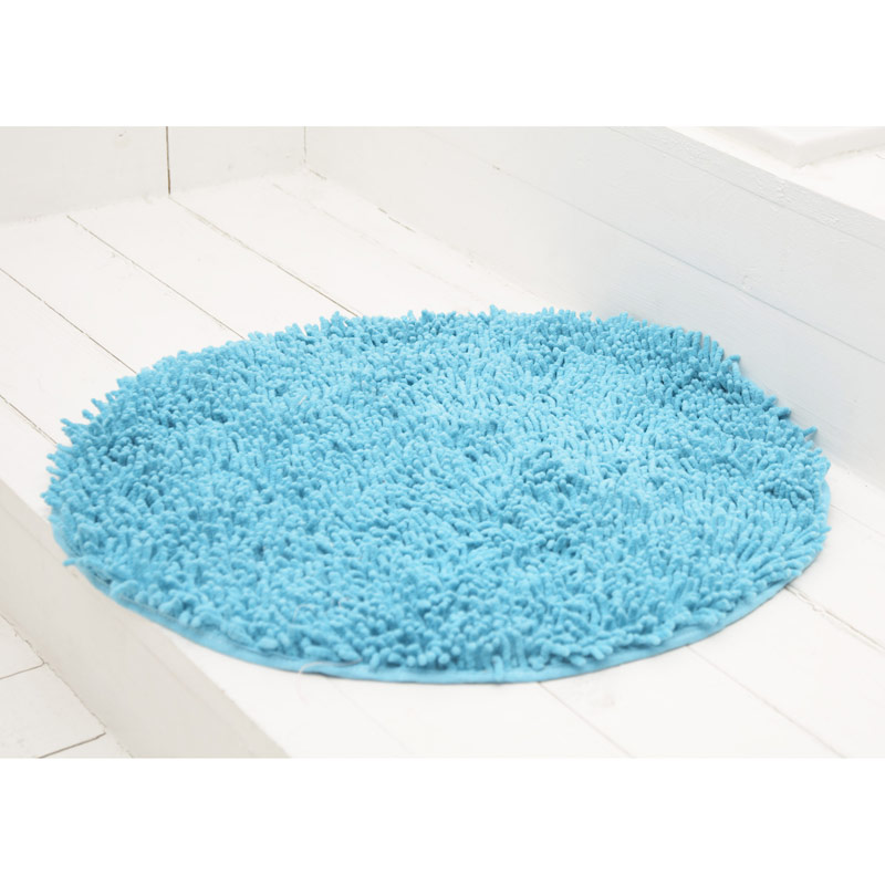 Round Bathroom Carpet Chenille Scuba Blue