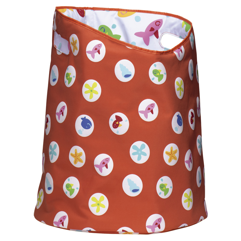 Laundry Basket Round - Orange Fish - 50x40cm - Collapsible