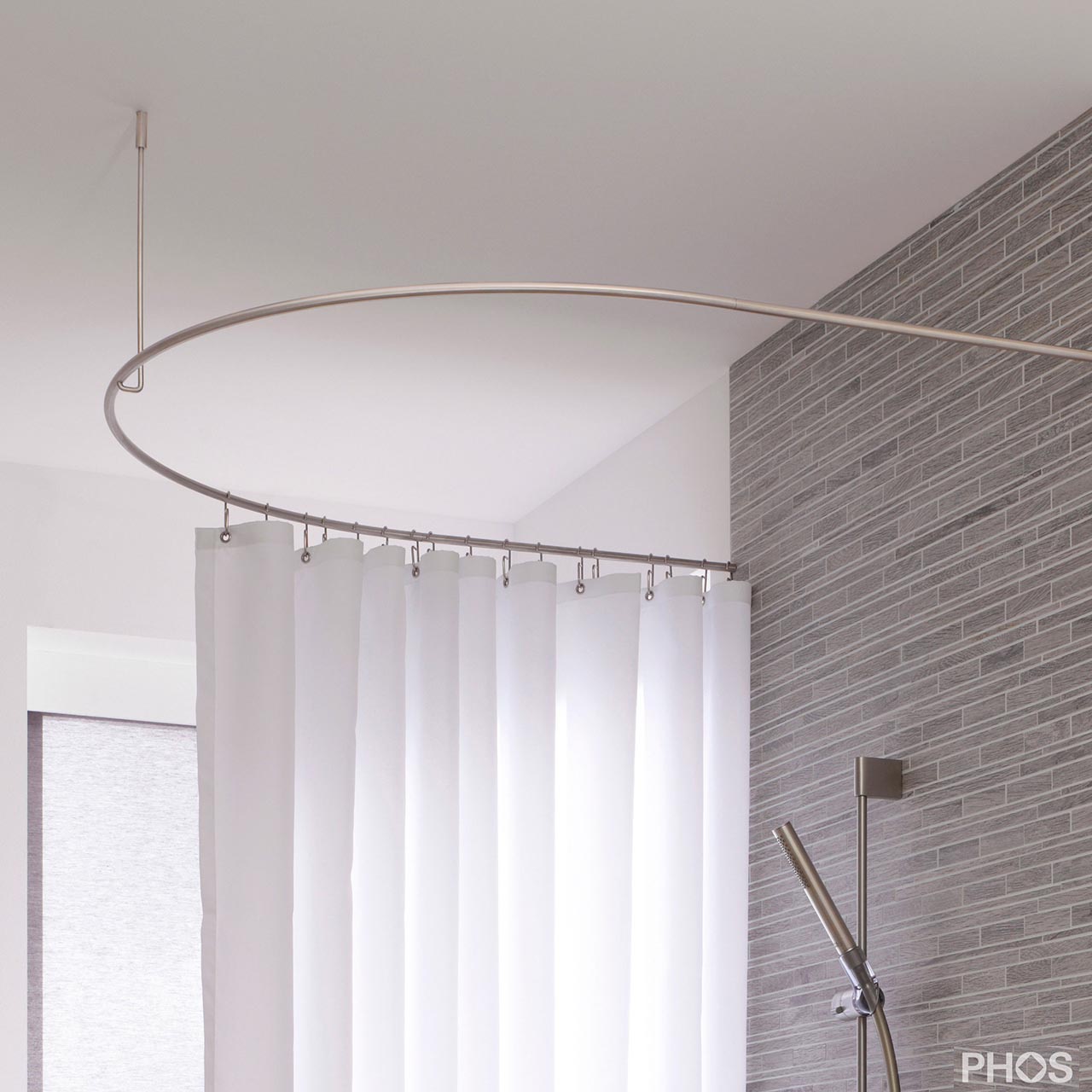 Shower Curtain Rod Half Circle Extended DR50HD80 - Ceiling Mount - Stainless Steel