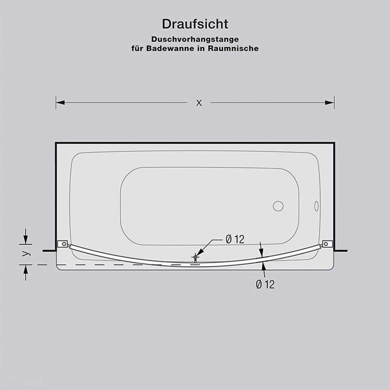 Crescend Shower Rod - Various Sizes - Stainless Steel