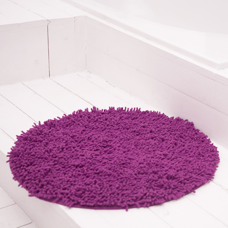 Round Bathroom Carpet Chenille Blackberry