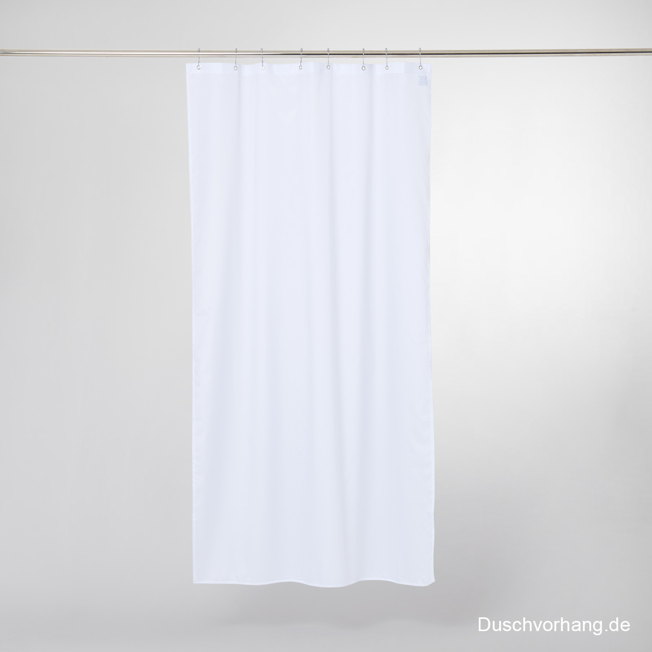 white textile shower curtain with rail