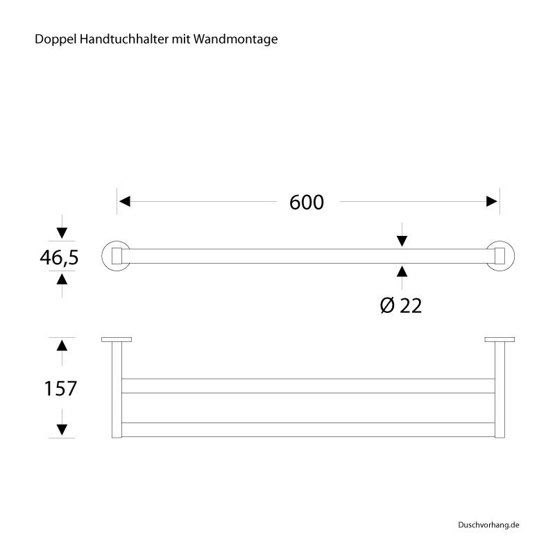 Wandhandtuchhalter Dusche Bad WC - Zweifach - ErgoSystem Metric Edelstahl