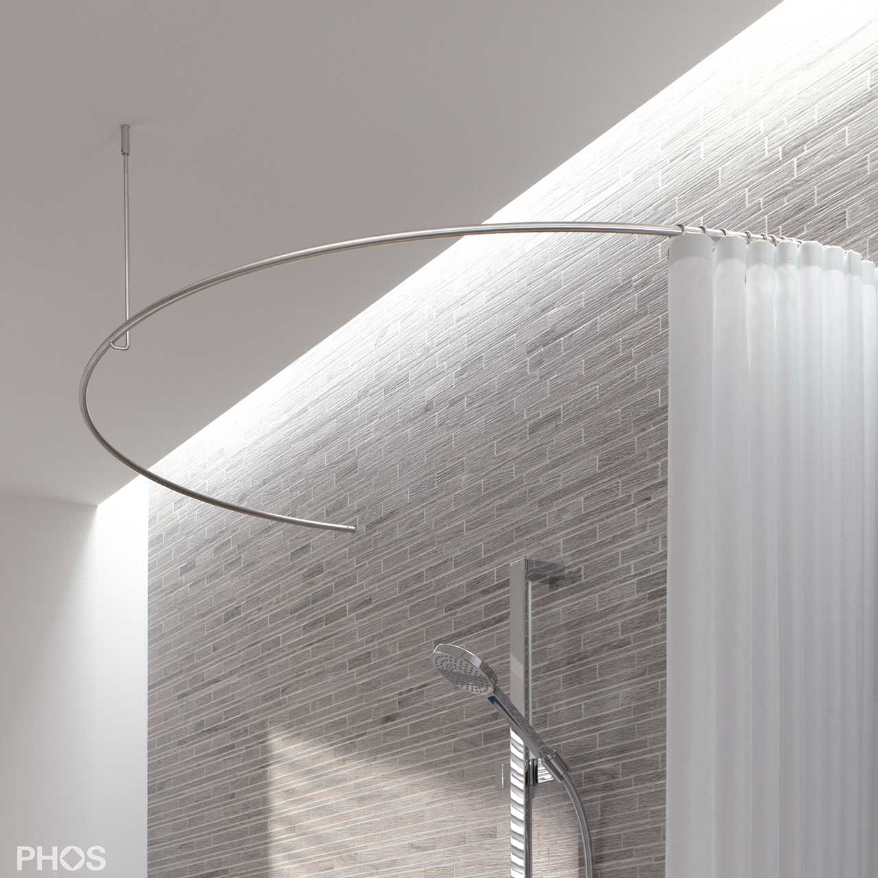 Shower Curtain Rod Half Circle DR70HD - Ceiling Mount - Stainless Steel