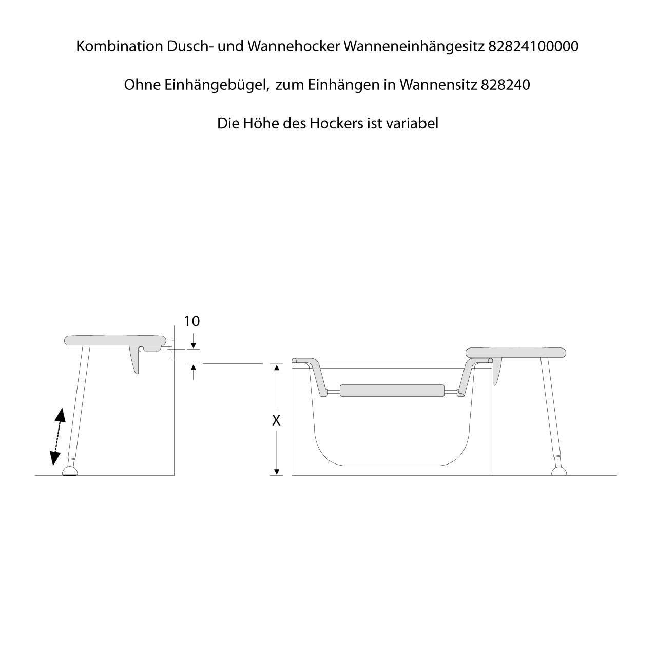 ErgoSystem Zusatz Hocker für Badewannensitz - Drehbare Sitzfläche -