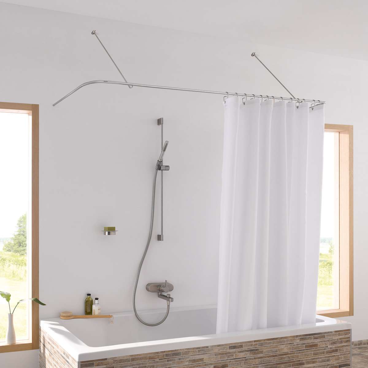 Shower Curtain Rail U Shape DSU17070 Wall Mount Only Stainless